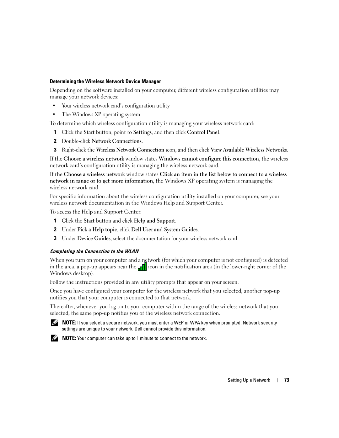 Dell PP20L owner manual Determining the Wireless Network Device Manager, Completing the Connection to the Wlan 