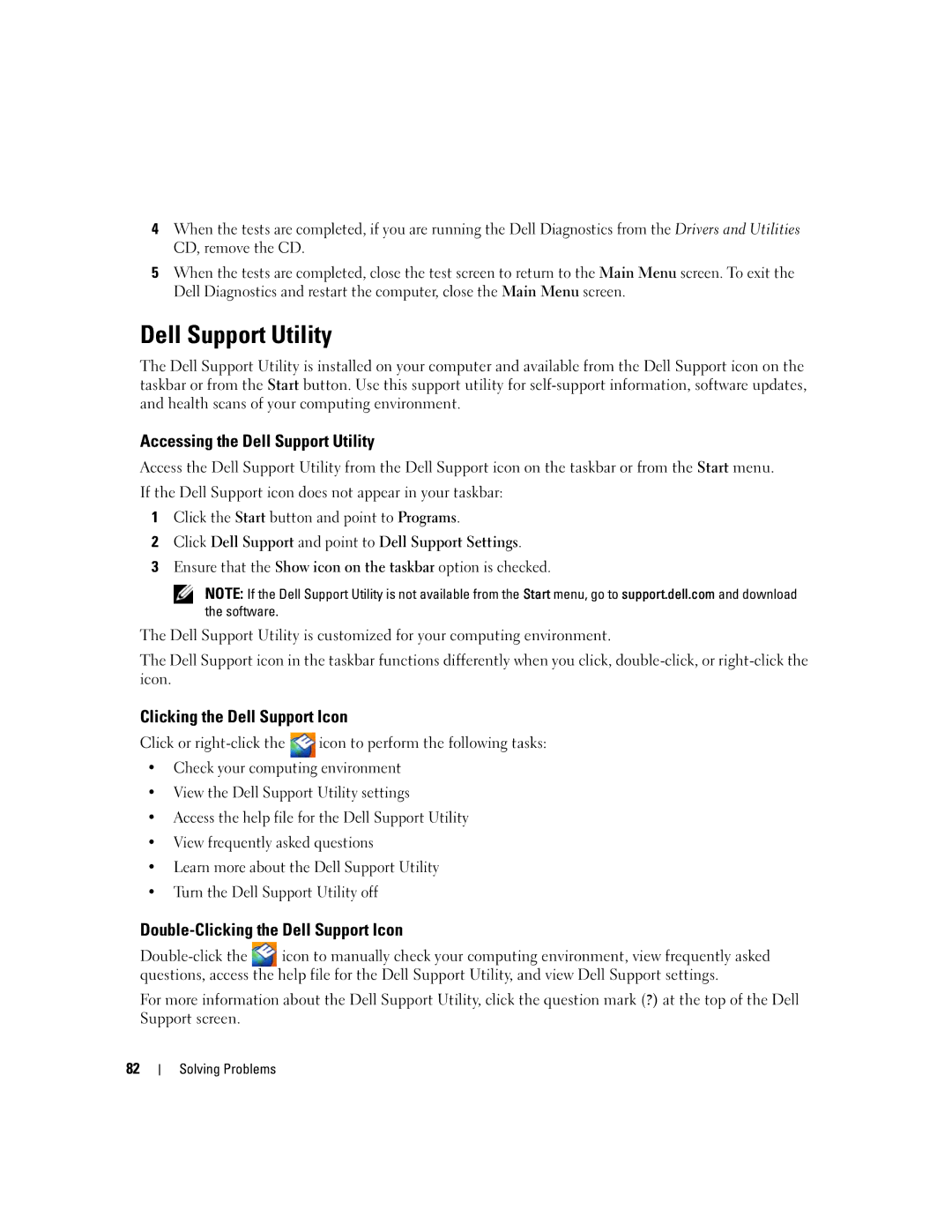 Dell PP20L owner manual Accessing the Dell Support Utility, Double-Clicking the Dell Support Icon 