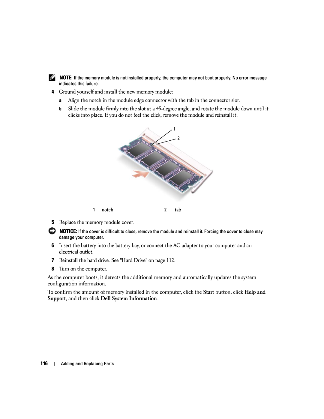 Dell PP20L owner manual Ground yourself and install the new memory module 