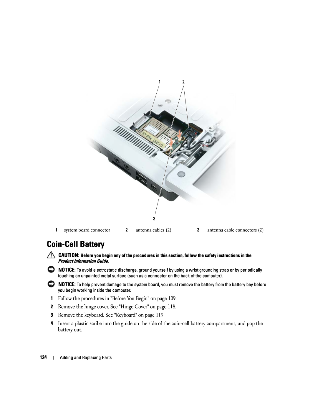 Dell PP20L owner manual Coin-Cell Battery 