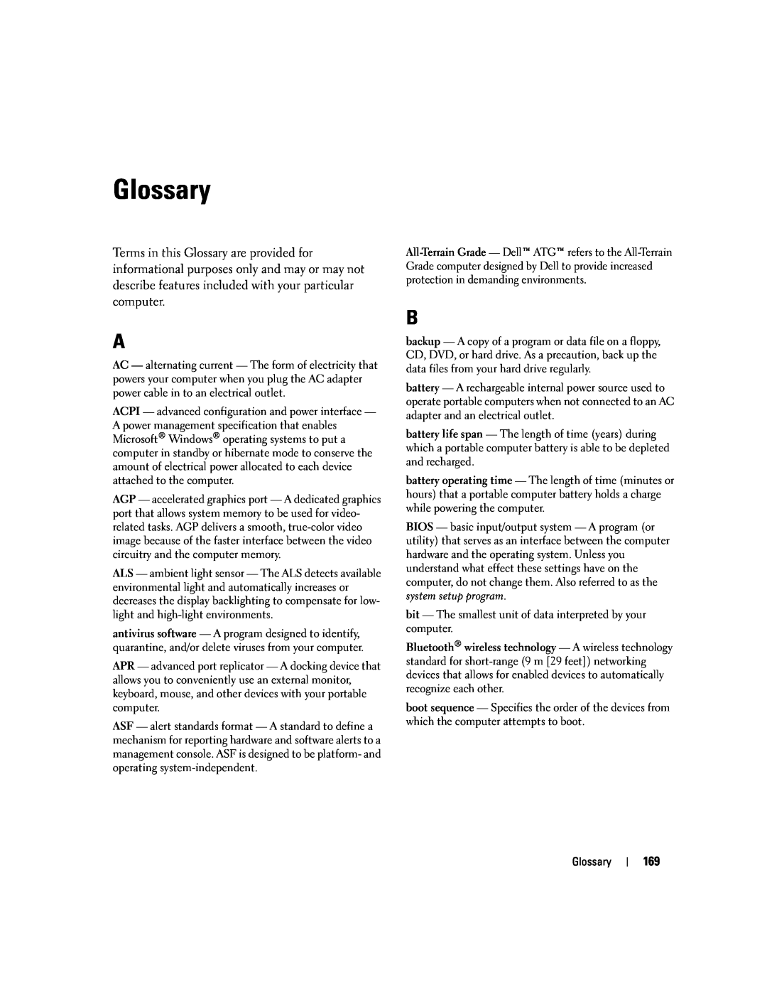 Dell PP20L owner manual Glossary 