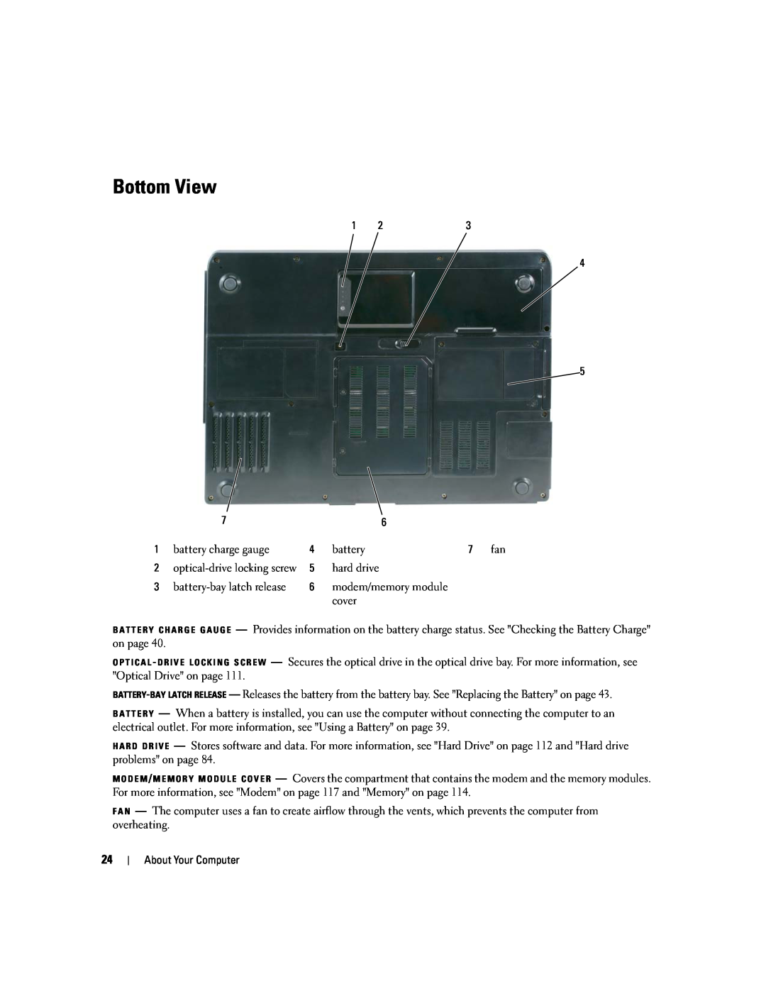 Dell PP20L owner manual Bottom View, About Your Computer 