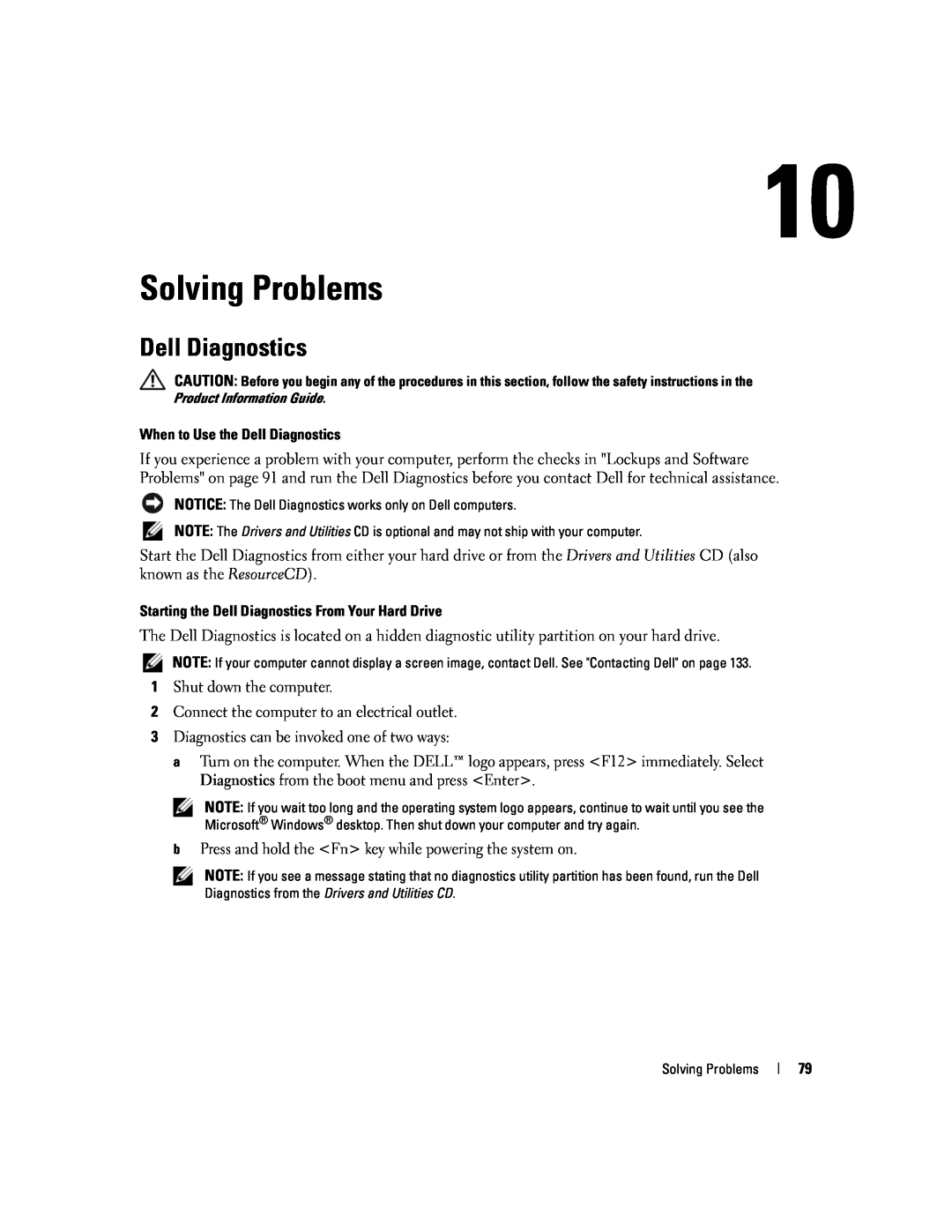 Dell PP20L owner manual Solving Problems, Dell Diagnostics 