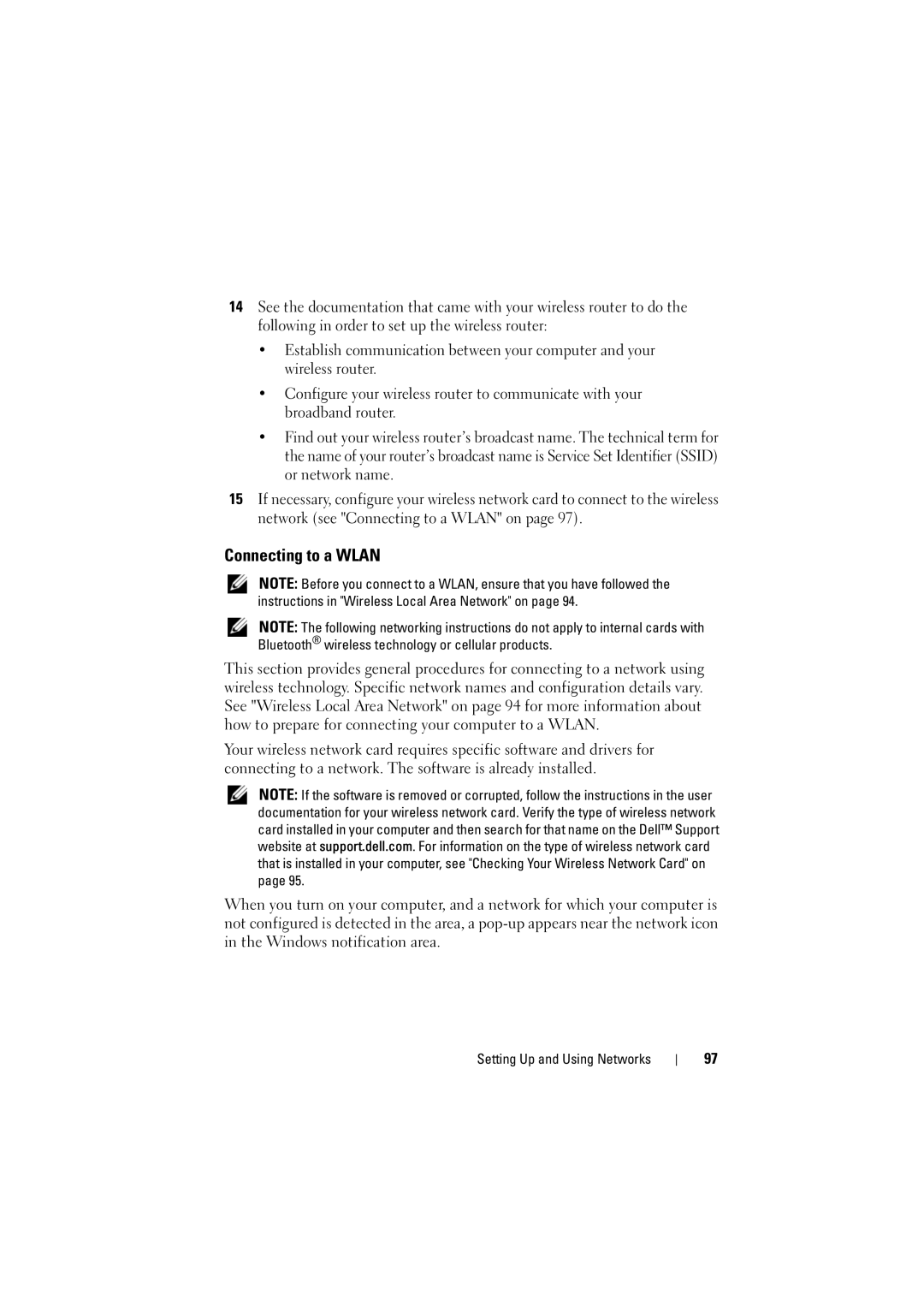 Dell PP22L manual Connecting to a Wlan 