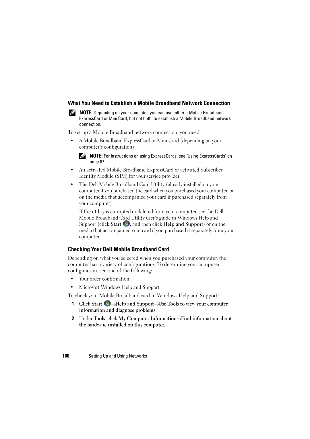 Dell PP22L manual Checking Your Dell Mobile Broadband Card 