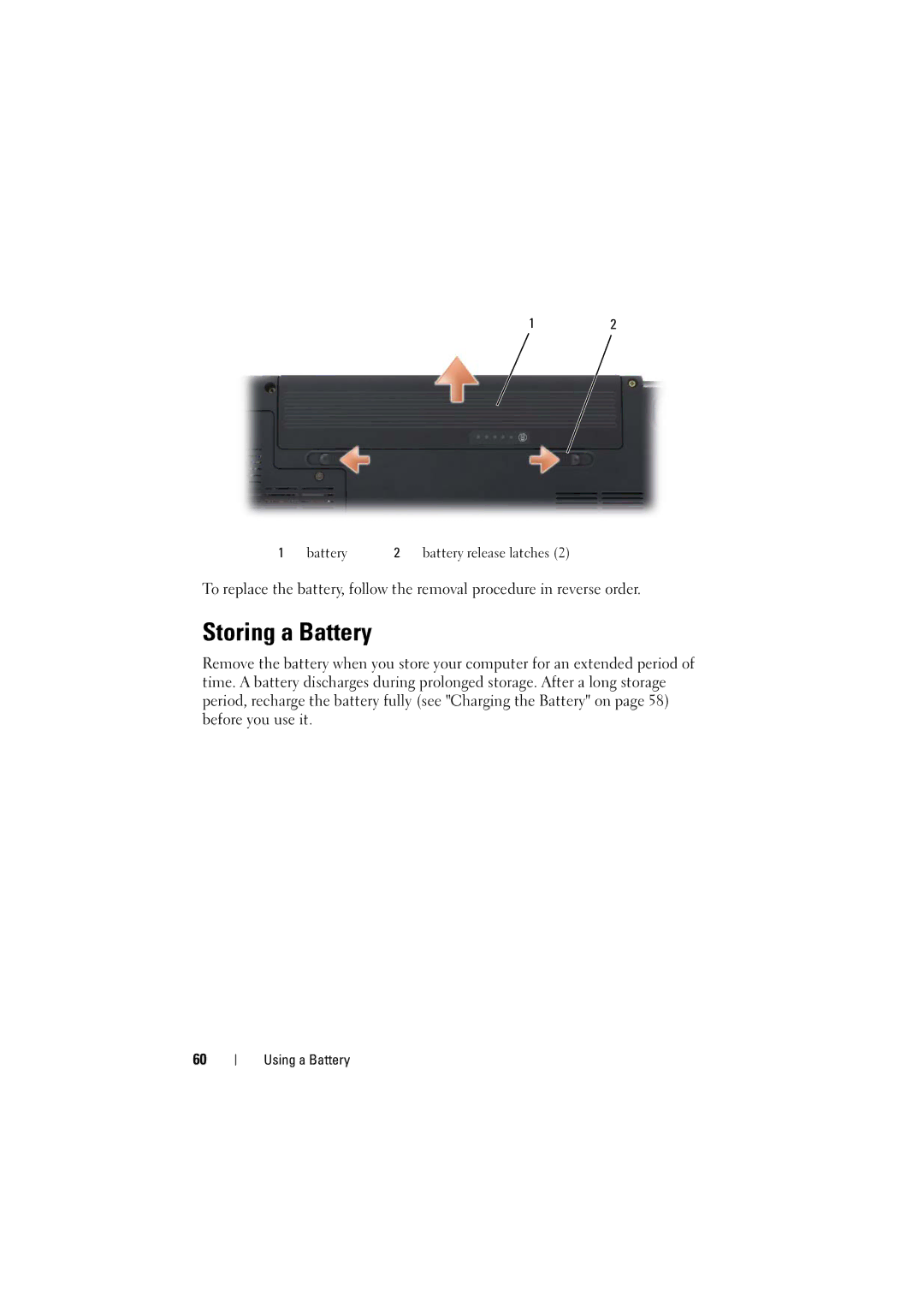 Dell PP22L manual Storing a Battery 