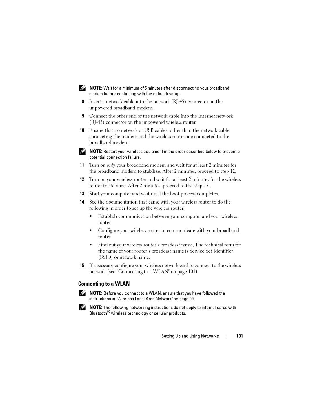 Dell PP22L owner manual Connecting to a Wlan, 101 