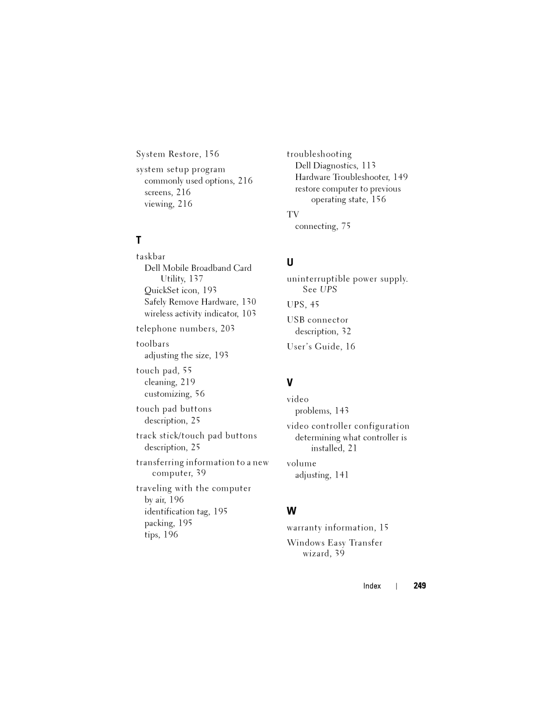 Dell PP22L owner manual 249 