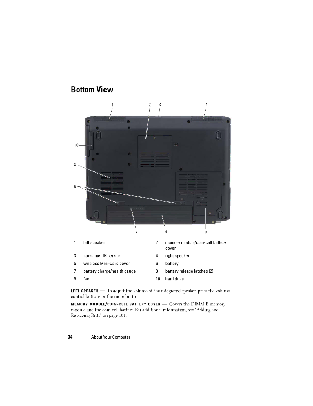 Dell PP22L owner manual Bottom View 