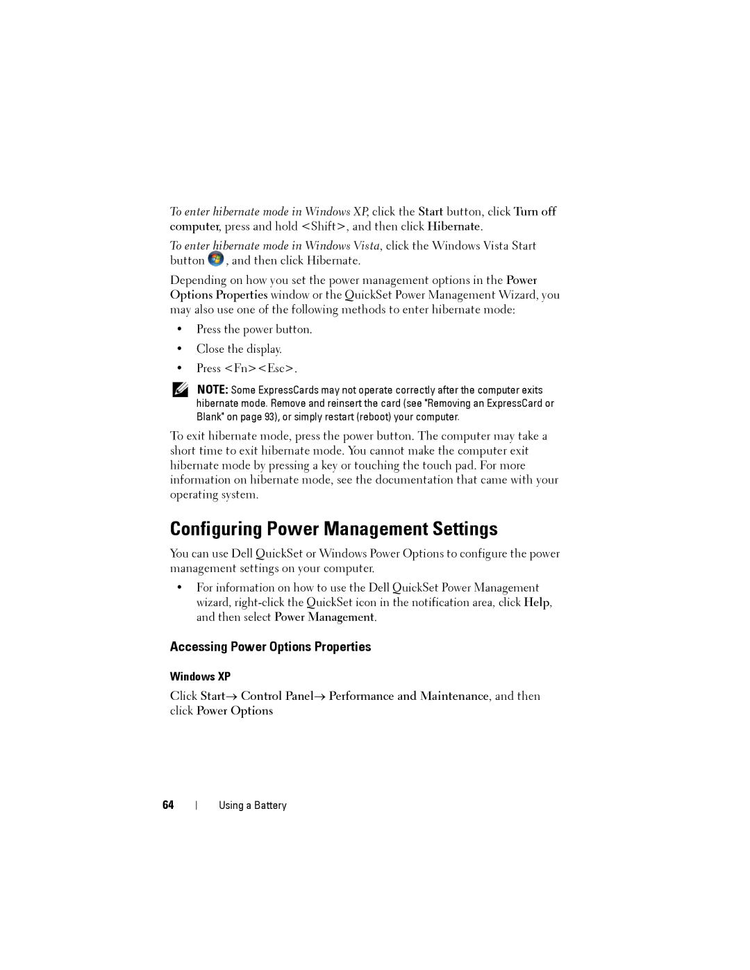 Dell PP22L owner manual Configuring Power Management Settings, Accessing Power Options Properties 