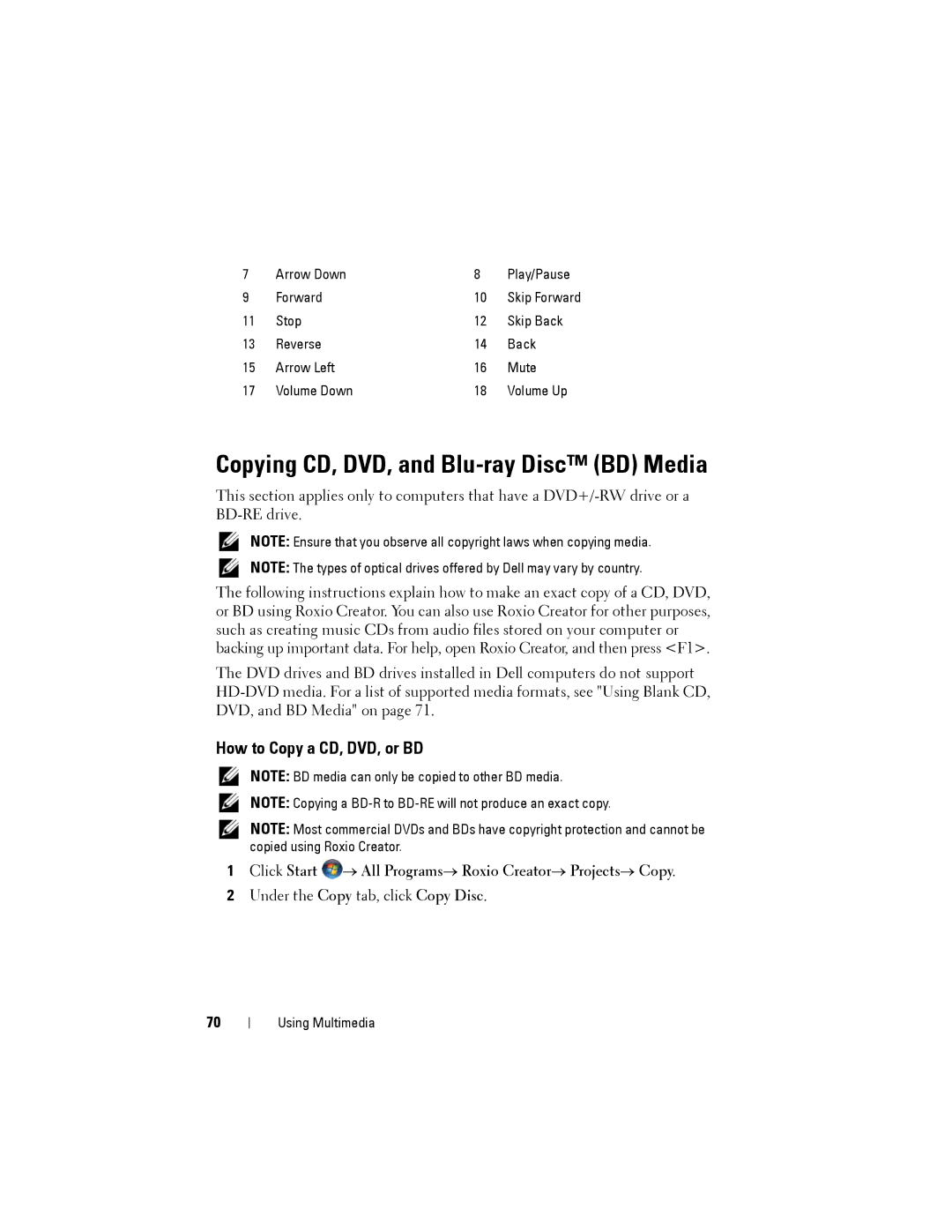 Dell PP22L owner manual Copying CD, DVD, and Blu-ray Disc BD Media, How to Copy a CD, DVD, or BD 