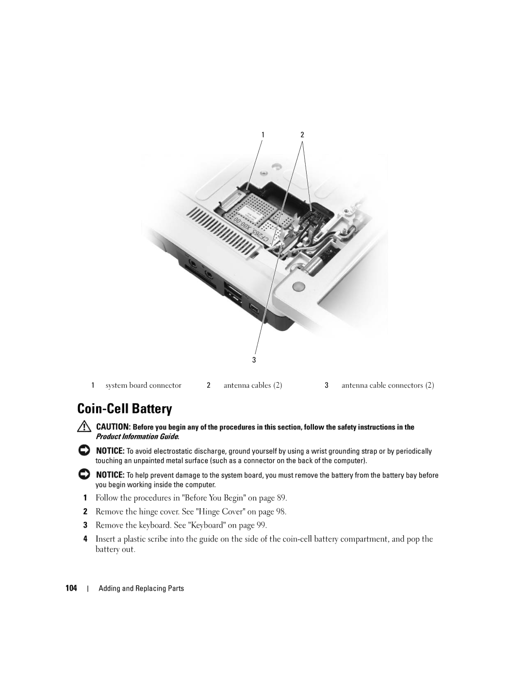 Dell PP23LA owner manual Coin-Cell Battery 