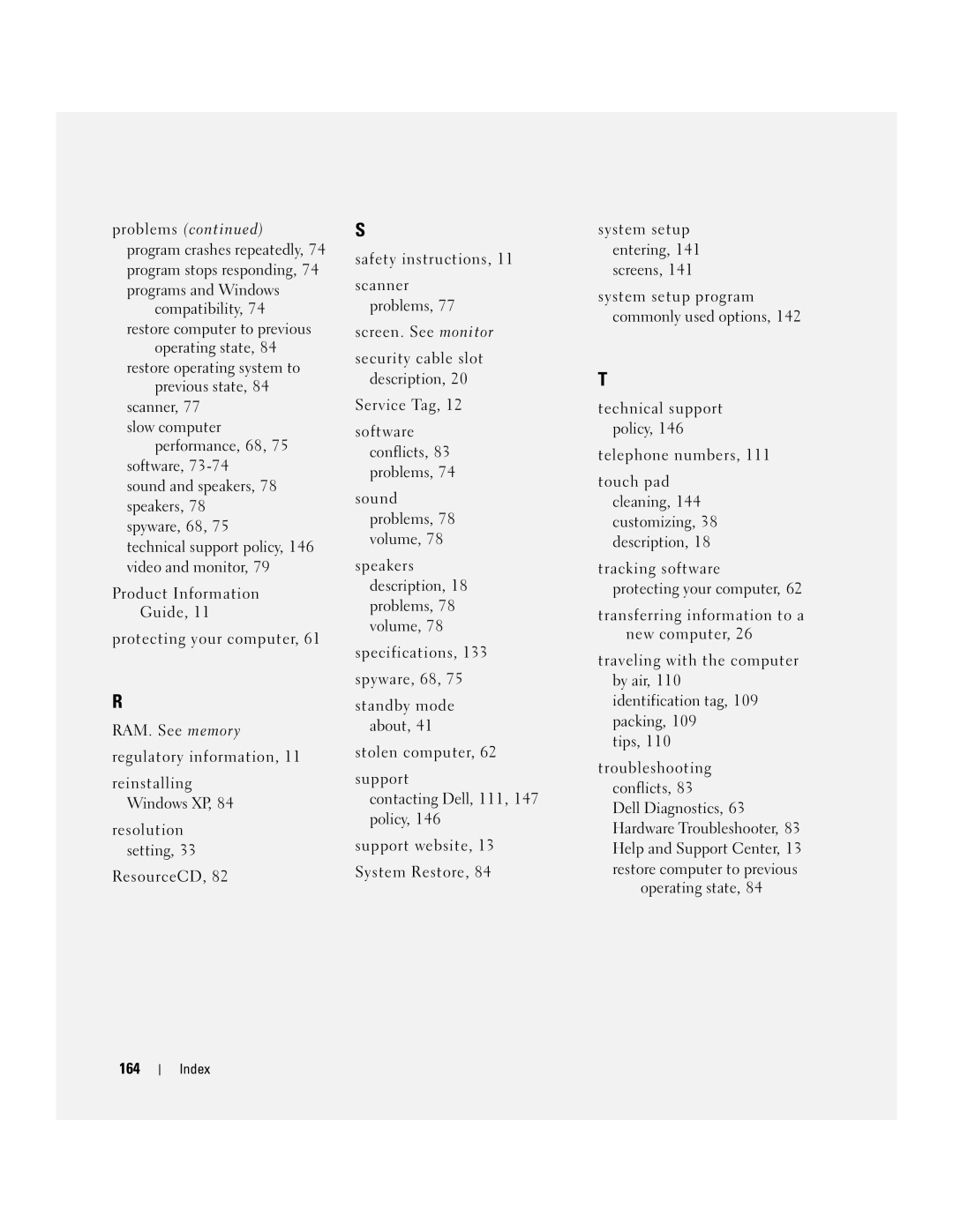 Dell PP23LA owner manual Compatibility, 74 restore computer to previous, System setup program commonly used options 