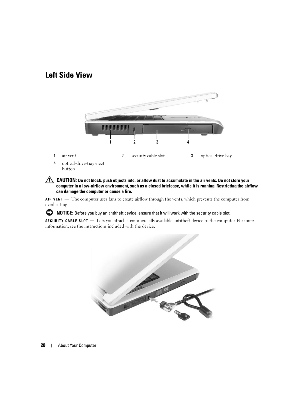 Dell PP23LA owner manual Left Side View 