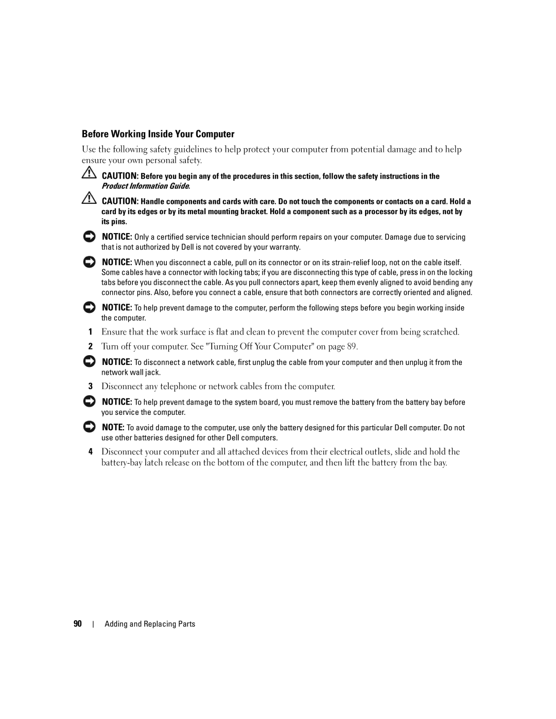 Dell PP23LA owner manual Before Working Inside Your Computer 