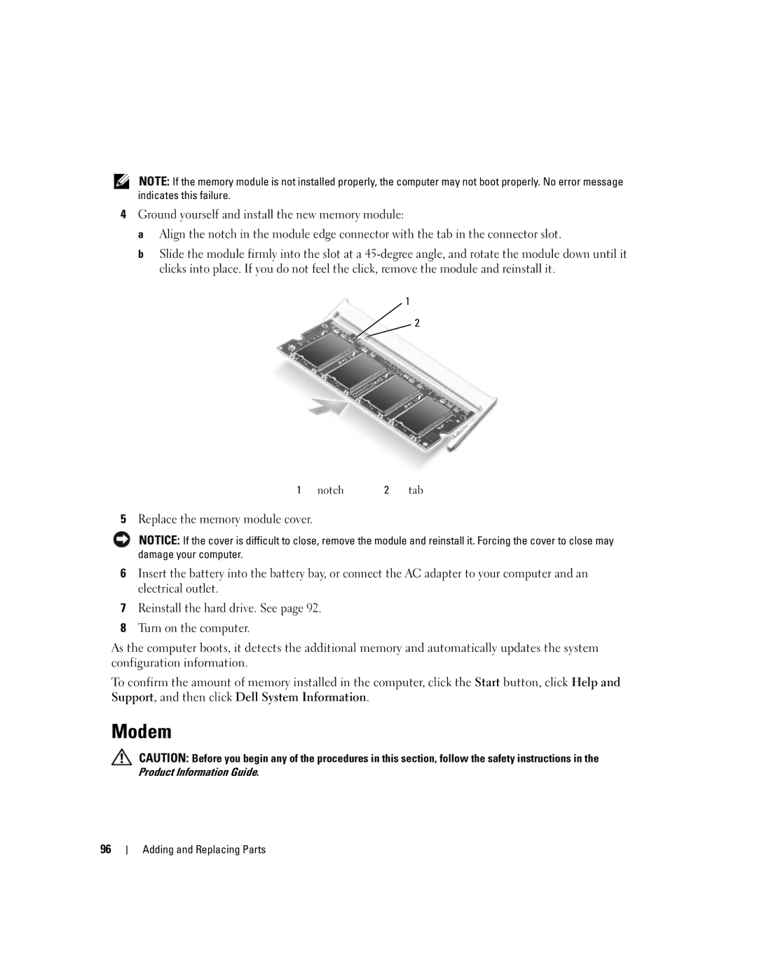 Dell PP23LA owner manual Modem 