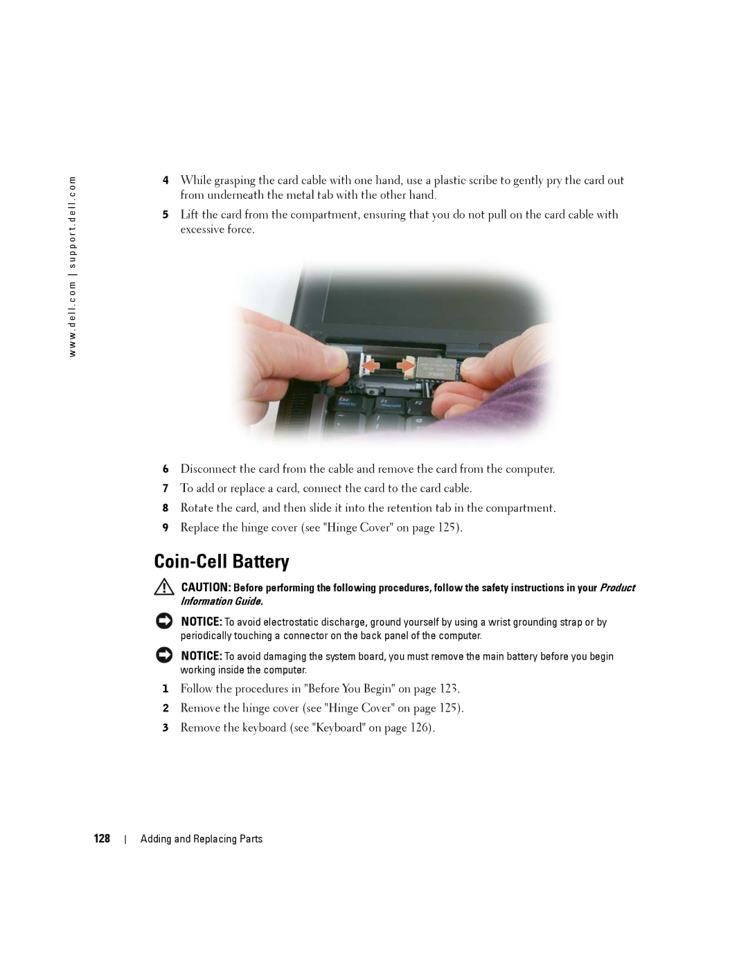 Dell PP24L manual Coin-Cell Battery, 128 