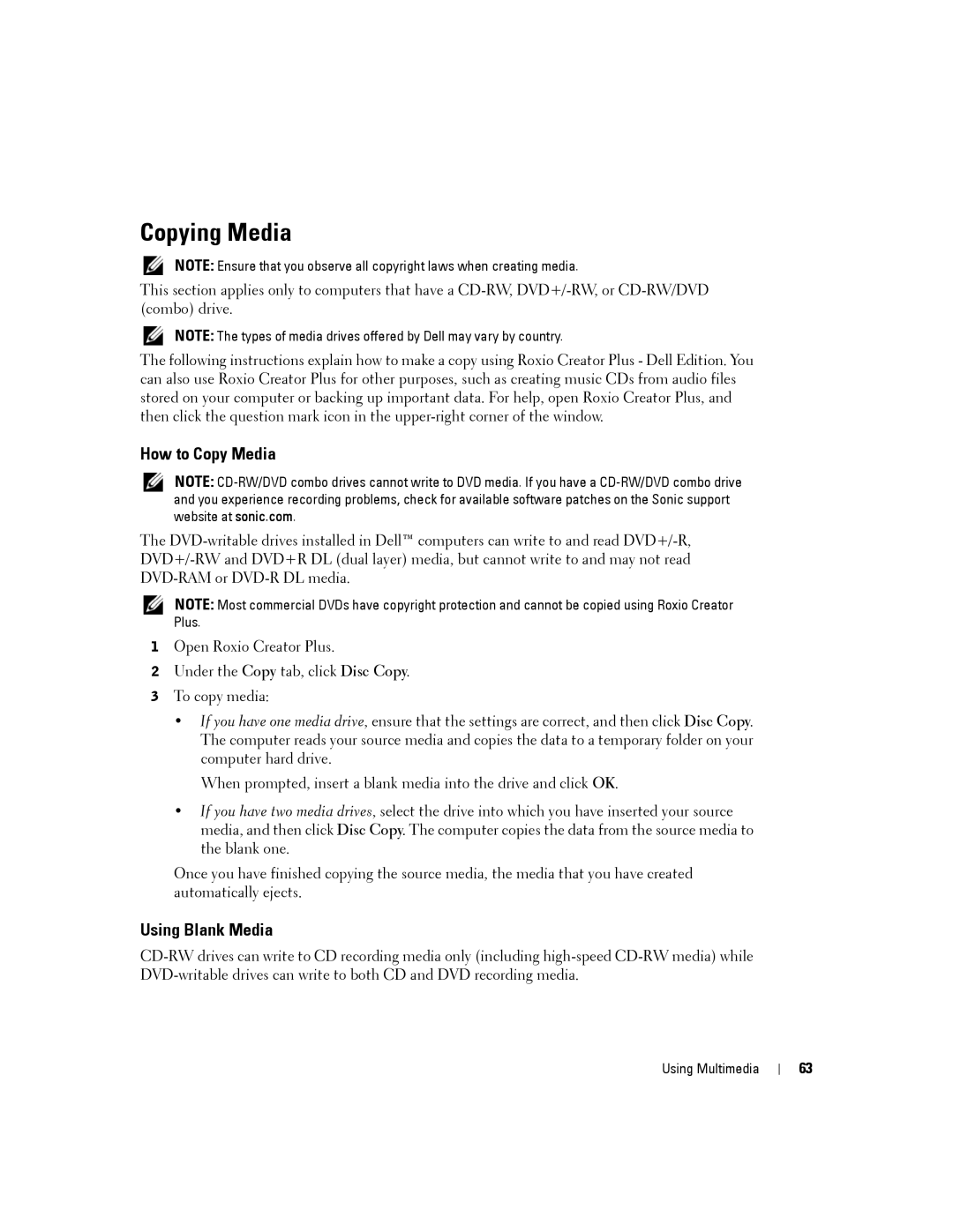 Dell PP24L manual Copying Media, How to Copy Media, Using Blank Media 