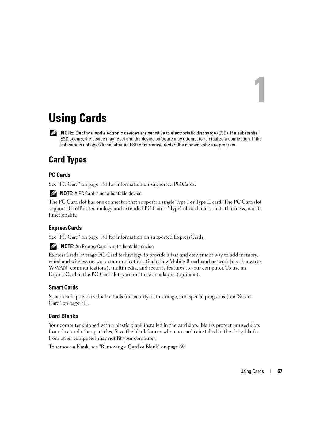 Dell PP24L manual Using Cards, Card Types 