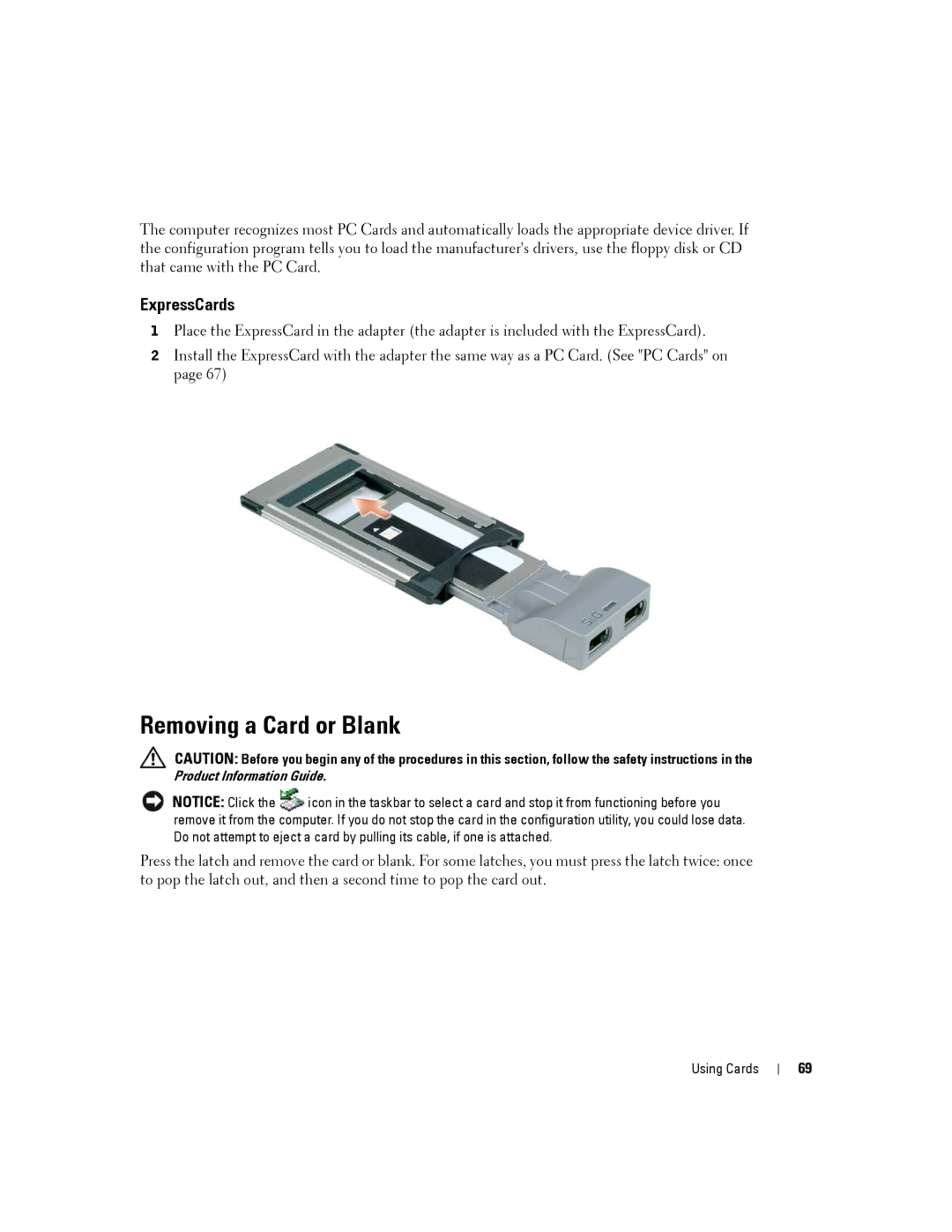 Dell PP24L manual Removing a Card or Blank 