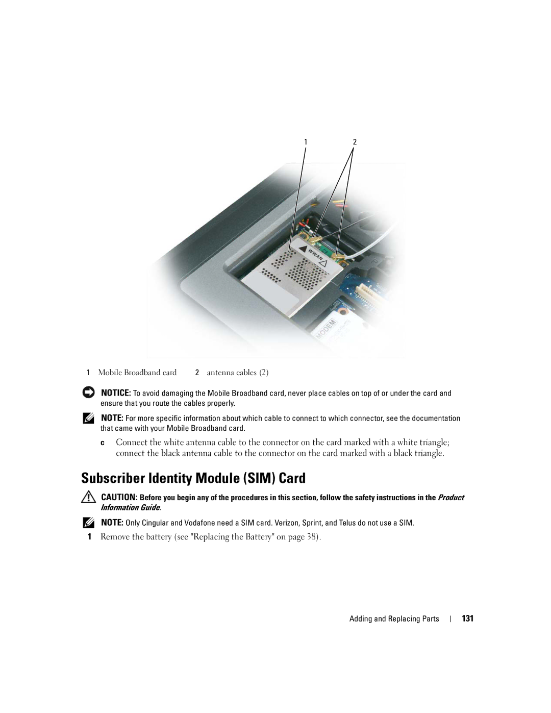 Dell PP24L manual Subscriber Identity Module SIM Card, 131 