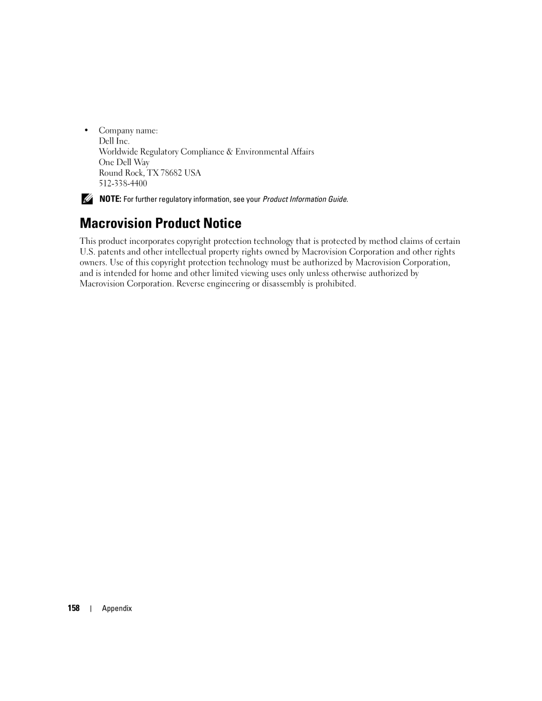 Dell PP24L manual Macrovision Product Notice 