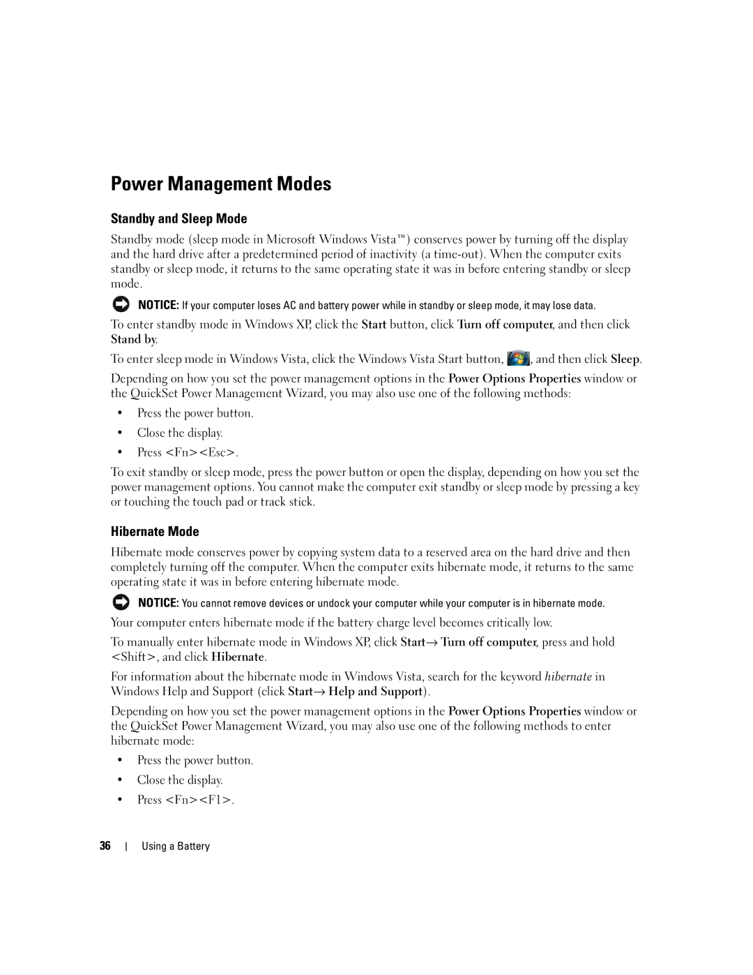 Dell PP24L manual Power Management Modes, Standby and Sleep Mode, Hibernate Mode 