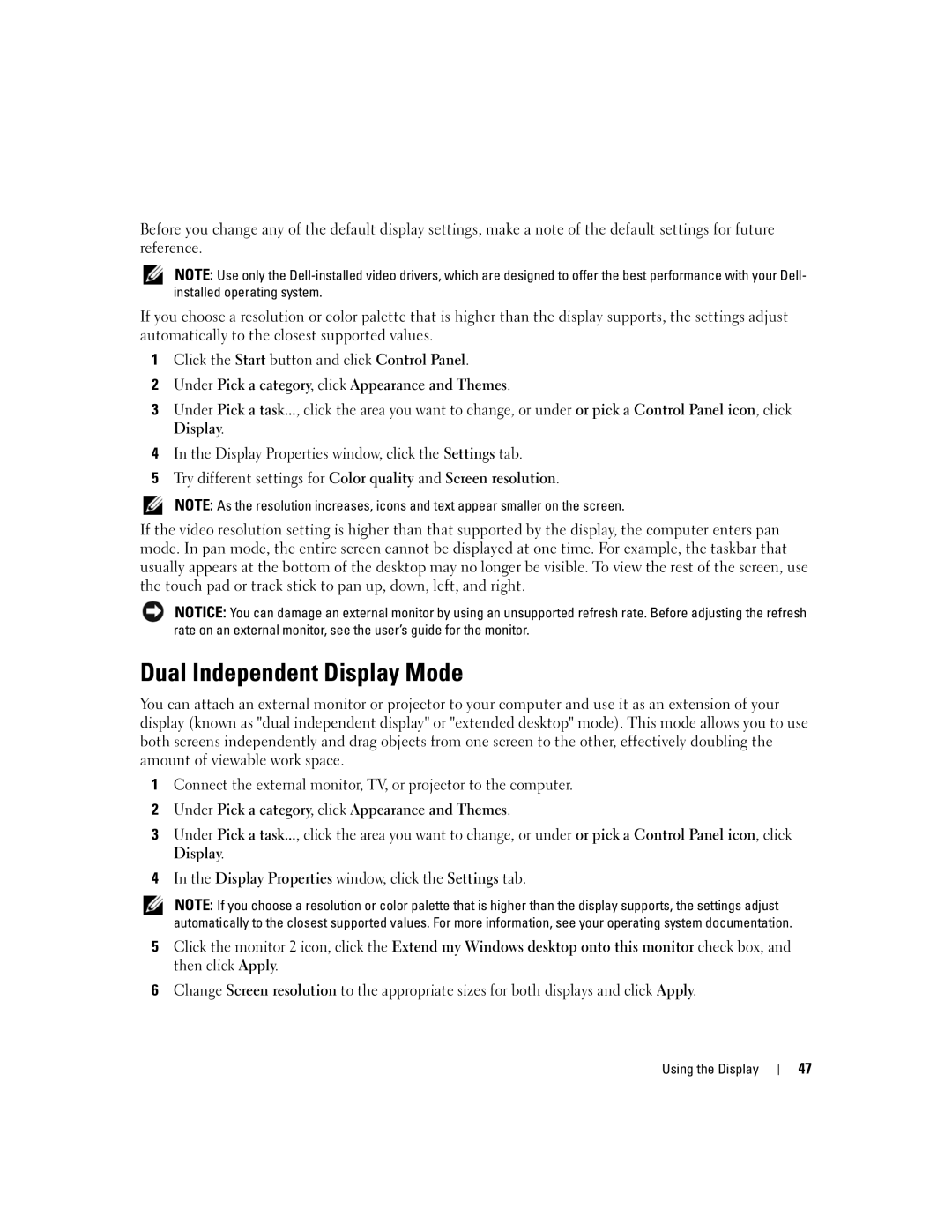 Dell PP24L manual Dual Independent Display Mode 