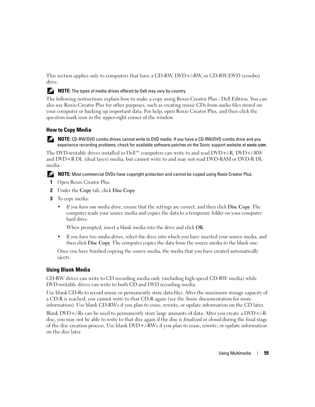 Dell PP24L manual How to Copy Media, Using Blank Media 