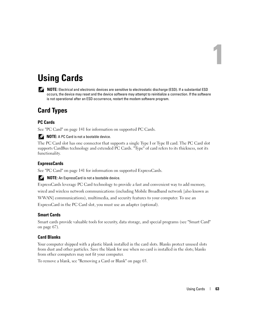 Dell PP24L manual Using Cards, Card Types 