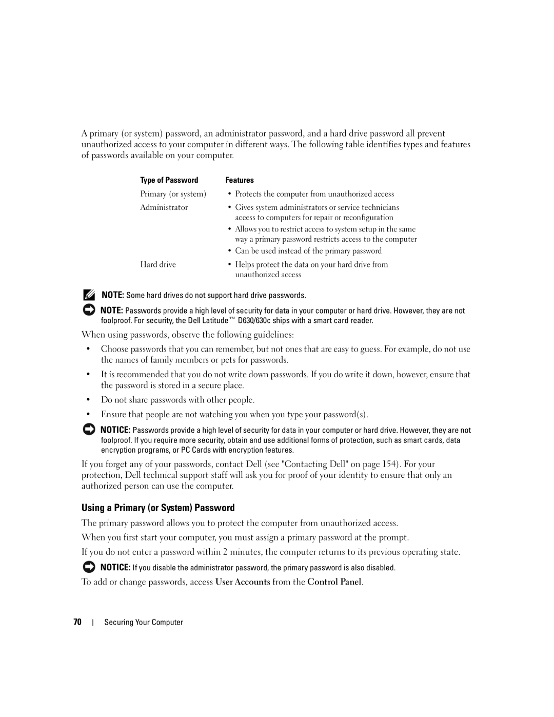 Dell PP24L manual Using a Primary or System Password 