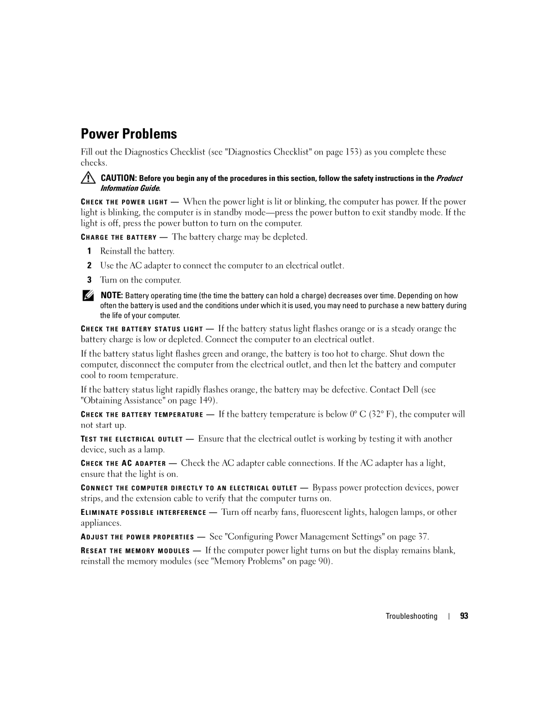 Dell PP24L manual Power Problems 