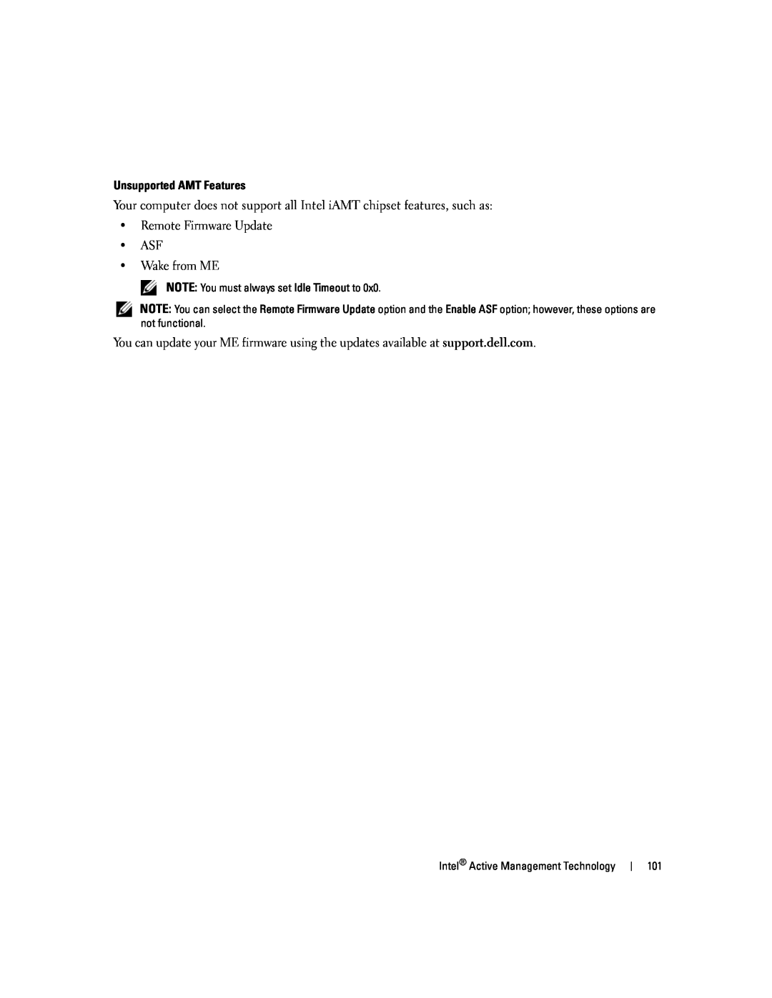 Dell PP24L manual Unsupported AMT Features 