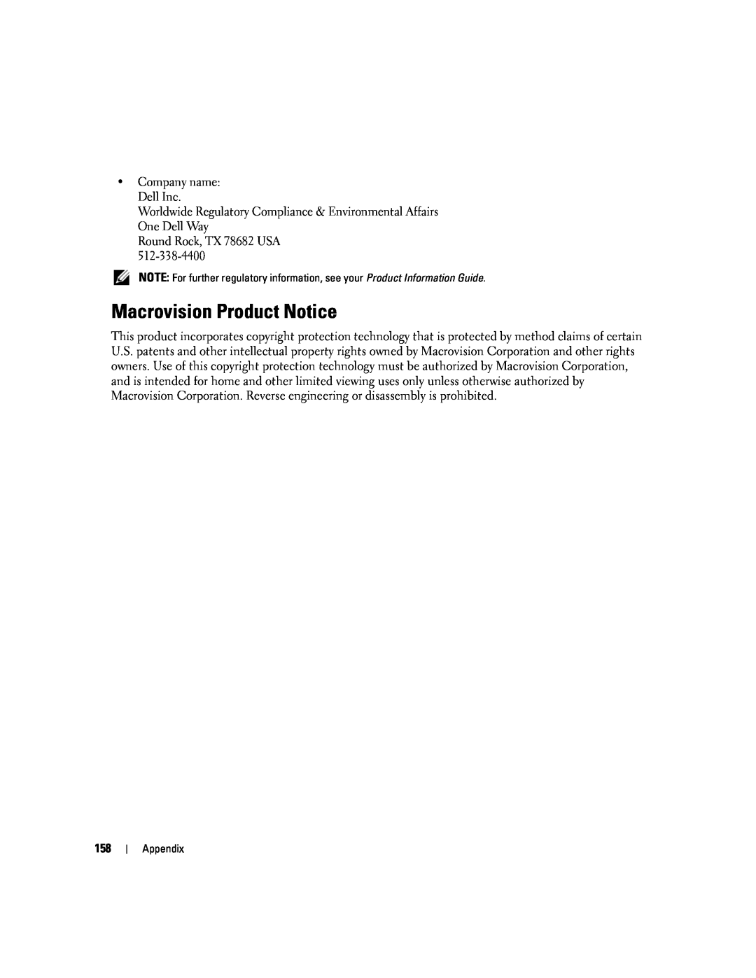 Dell PP24L manual Macrovision Product Notice 