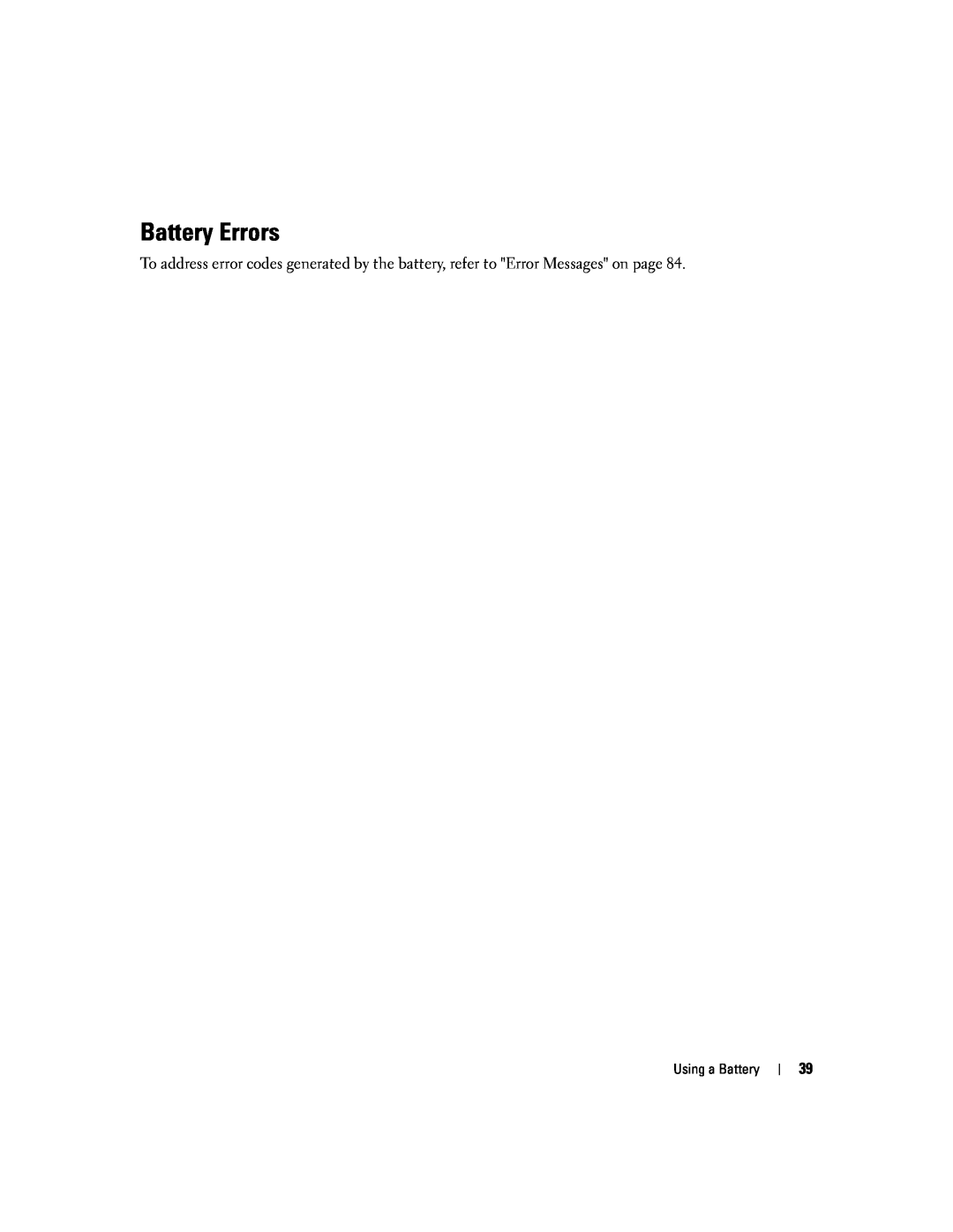 Dell PP24L manual Battery Errors 