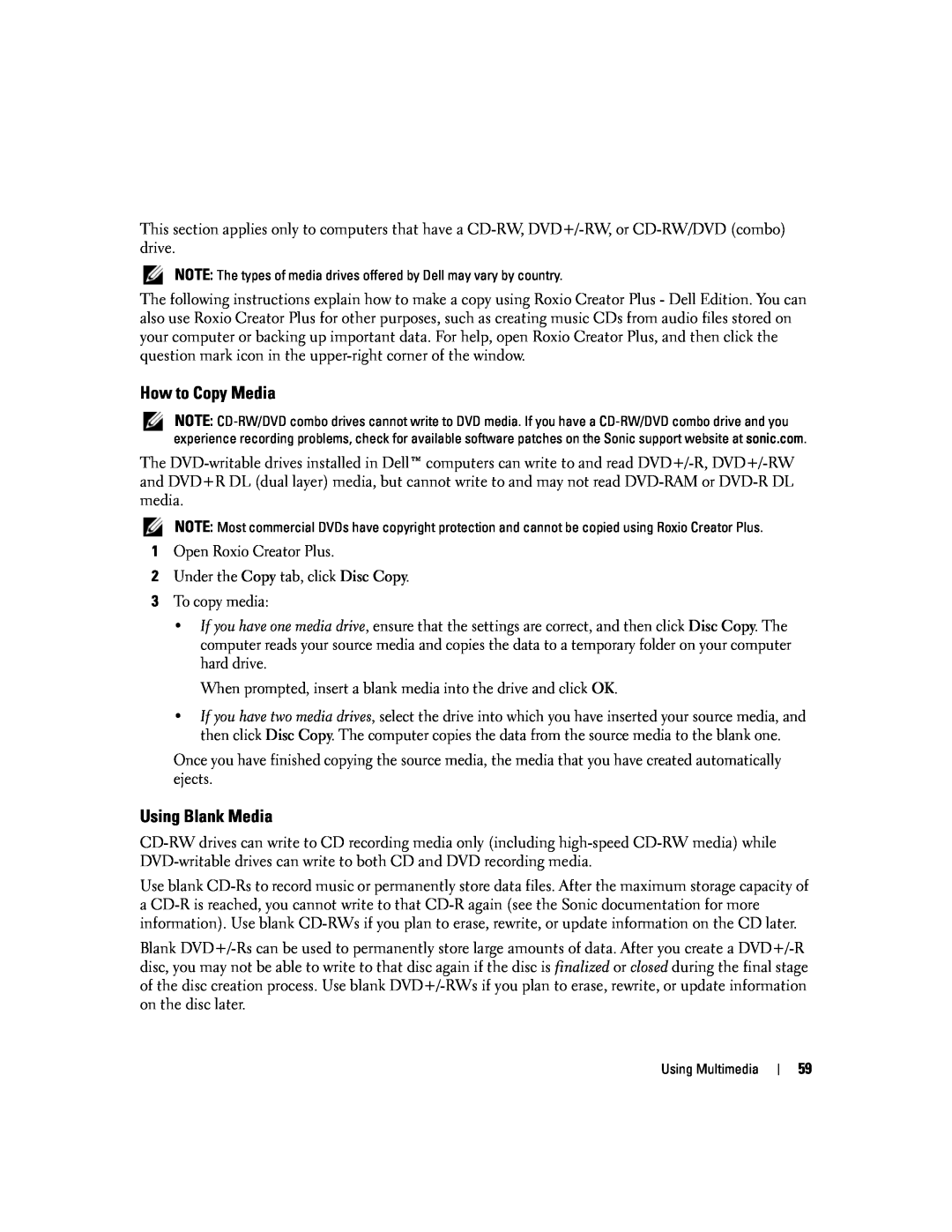 Dell PP24L manual How to Copy Media, Using Blank Media 