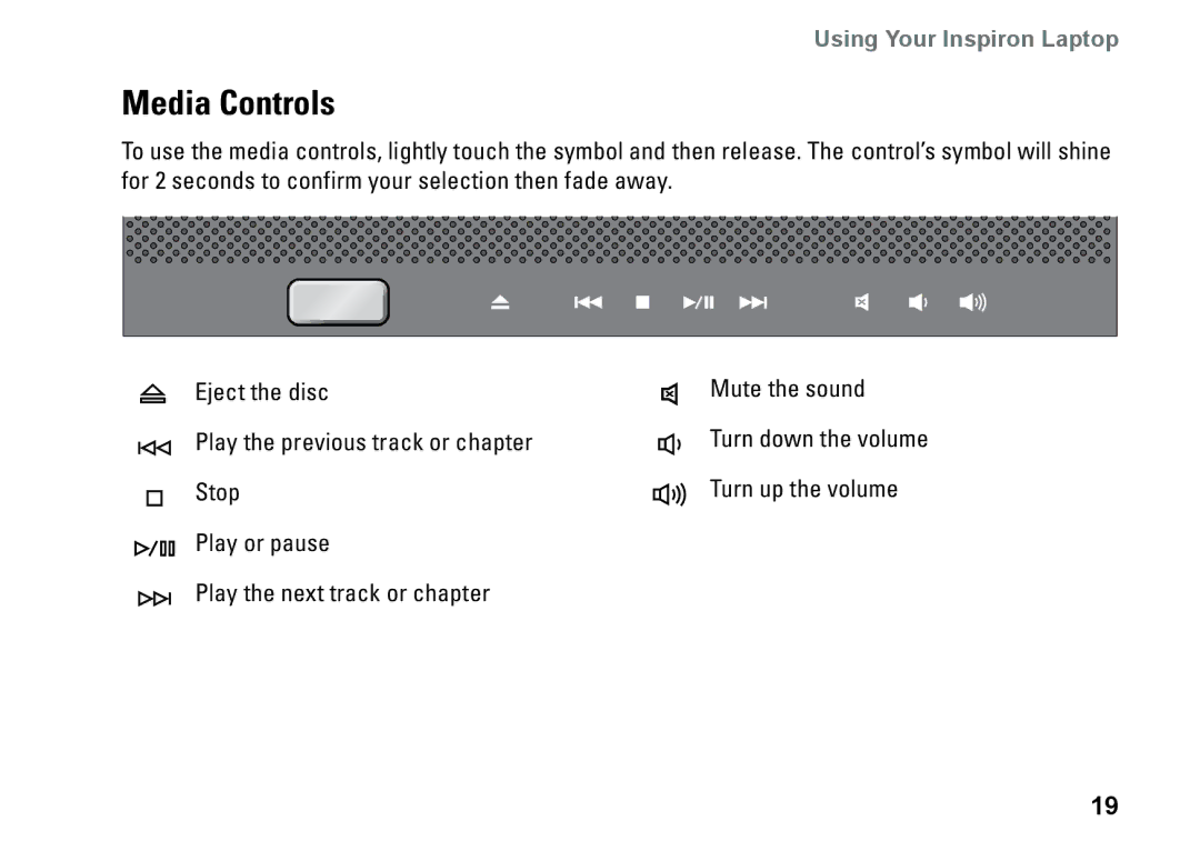 Dell PP25L setup guide Media Controls 