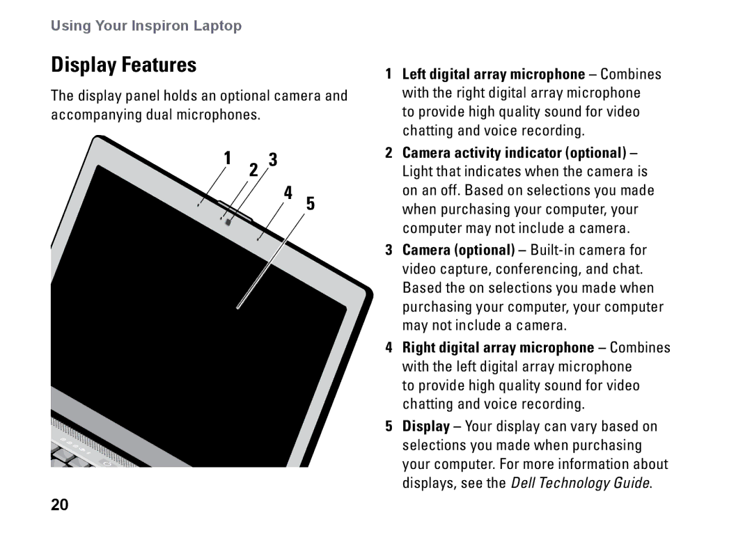 Dell PP25L setup guide Display Features 