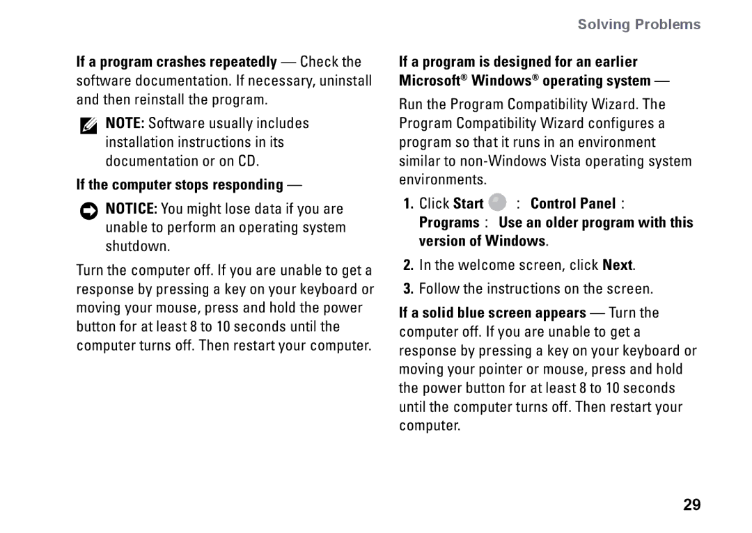 Dell PP25L setup guide If the computer stops responding 