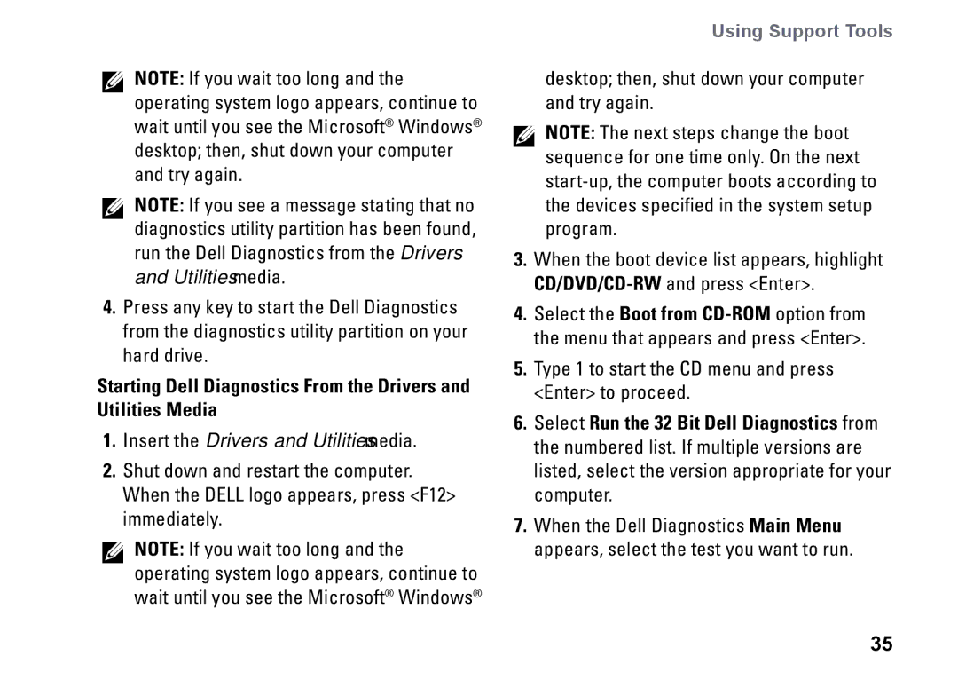 Dell PP25L setup guide Insert the Drivers and Utilities media 