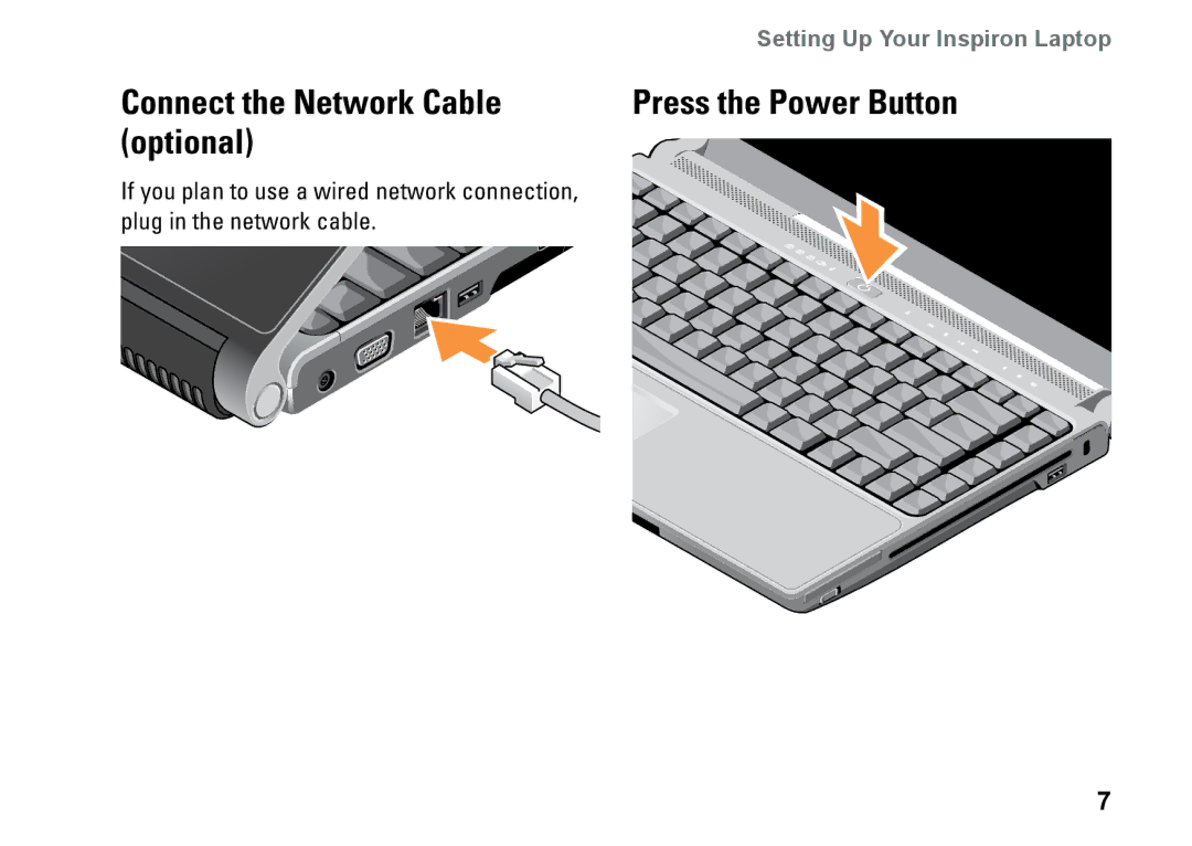 Dell PP25L setup guide Connect the Network Cable Press the Power Button Optional 