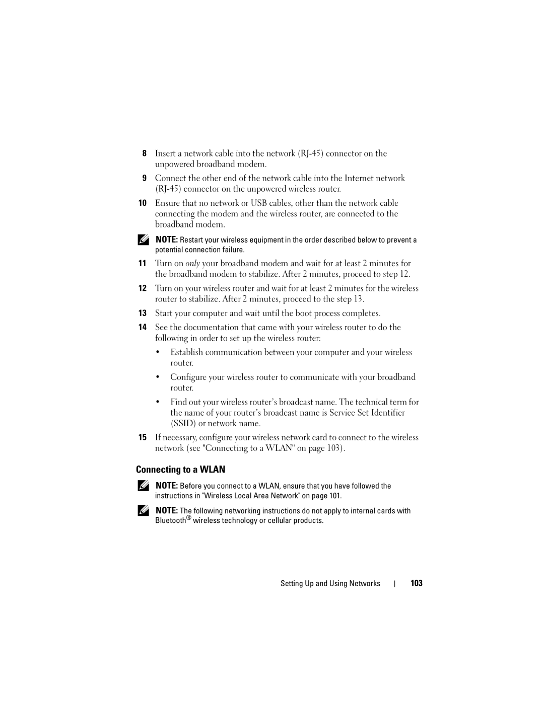 Dell PP26L owner manual Connecting to a Wlan, 103 