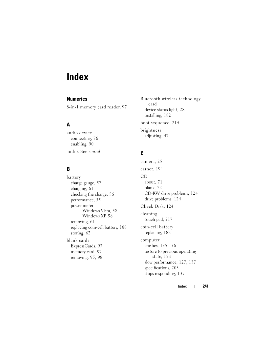 Dell PP26L owner manual Index, 241 