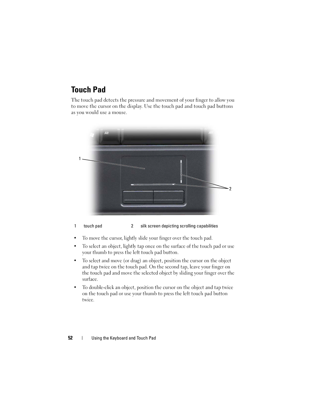 Dell PP26L owner manual Touch Pad 