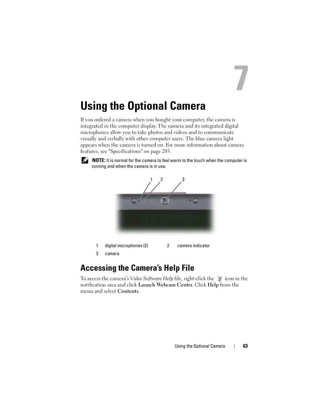 Dell PP26L owner manual Using the Optional Camera, Accessing the Camera’s Help File 