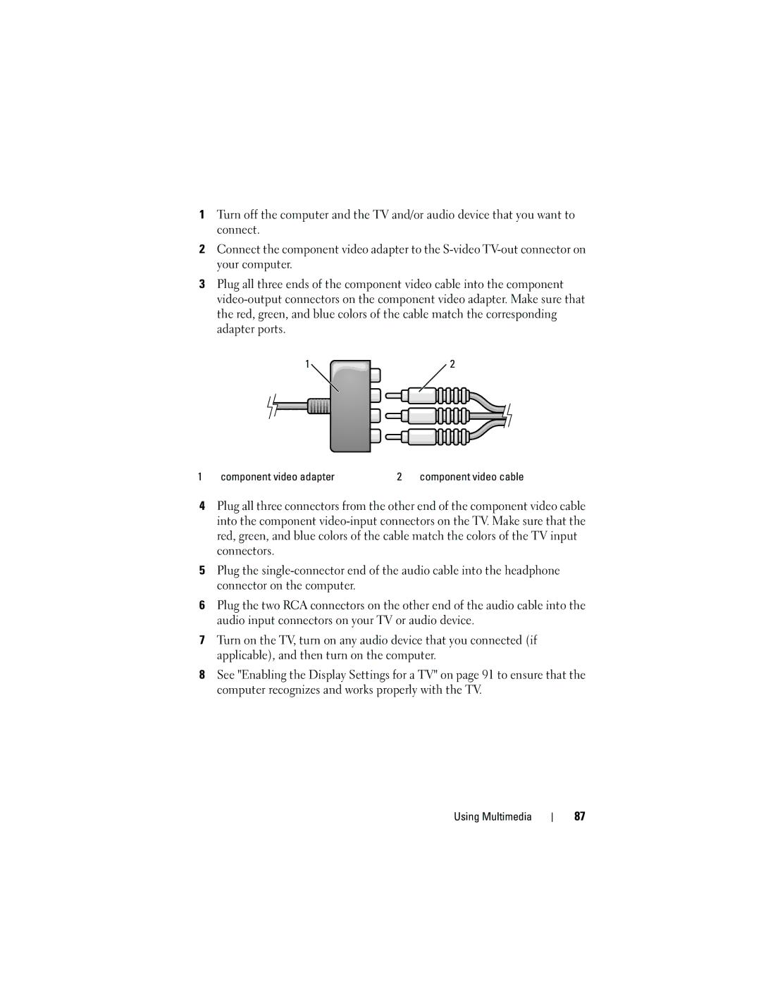 Dell PP26L owner manual Component video adapter 