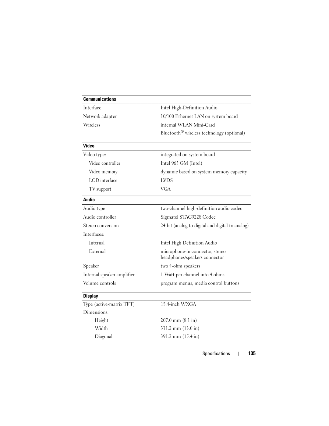 Dell PP29L owner manual 135, LCD interface, TV support 