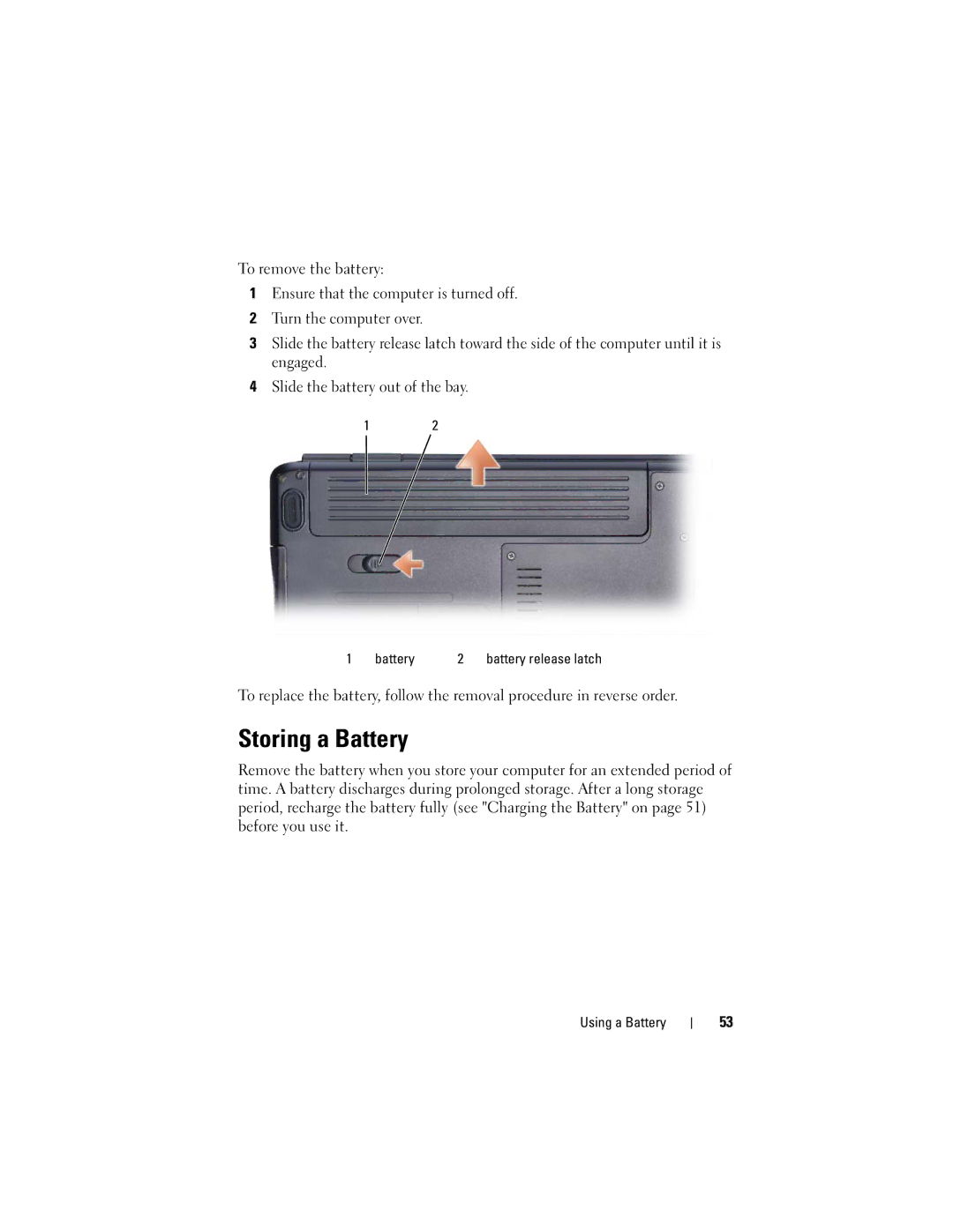 Dell PP29L owner manual Storing a Battery 