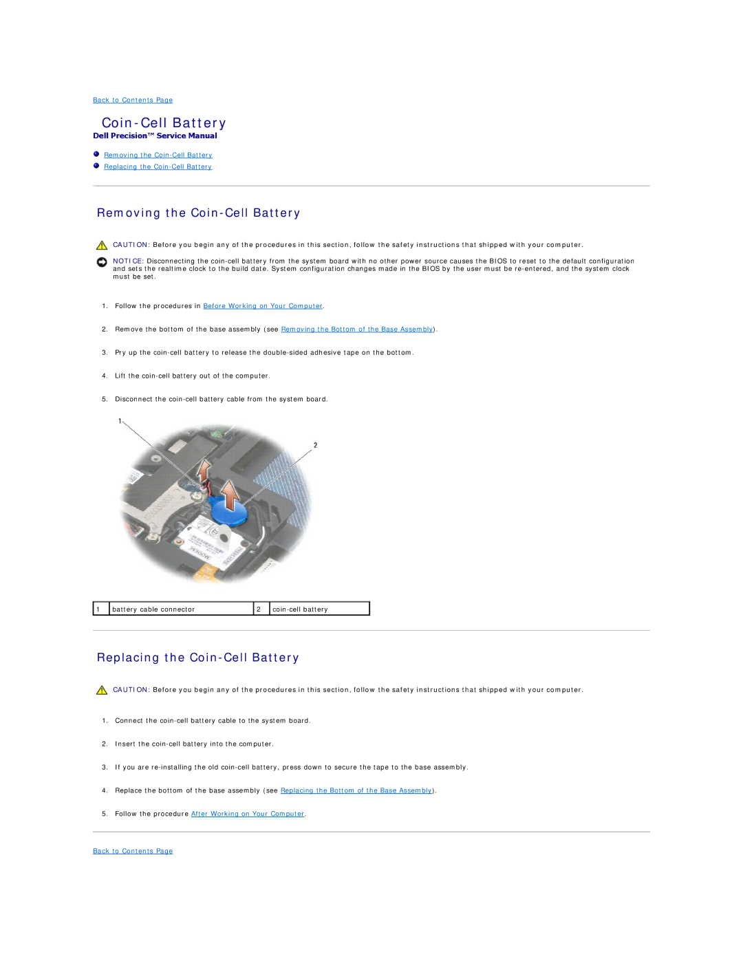 Dell PP30L manual Removing the Coin-Cell Battery, Replacing the Coin-Cell Battery 