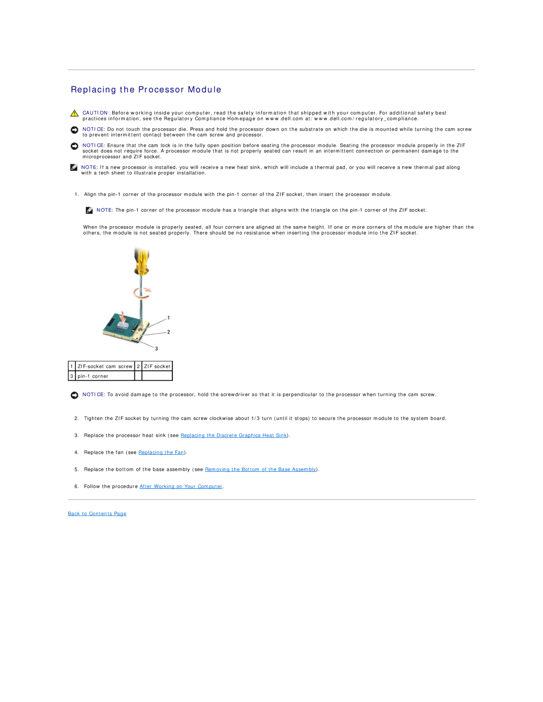 Dell PP30L manual Replacing the Processor Module 